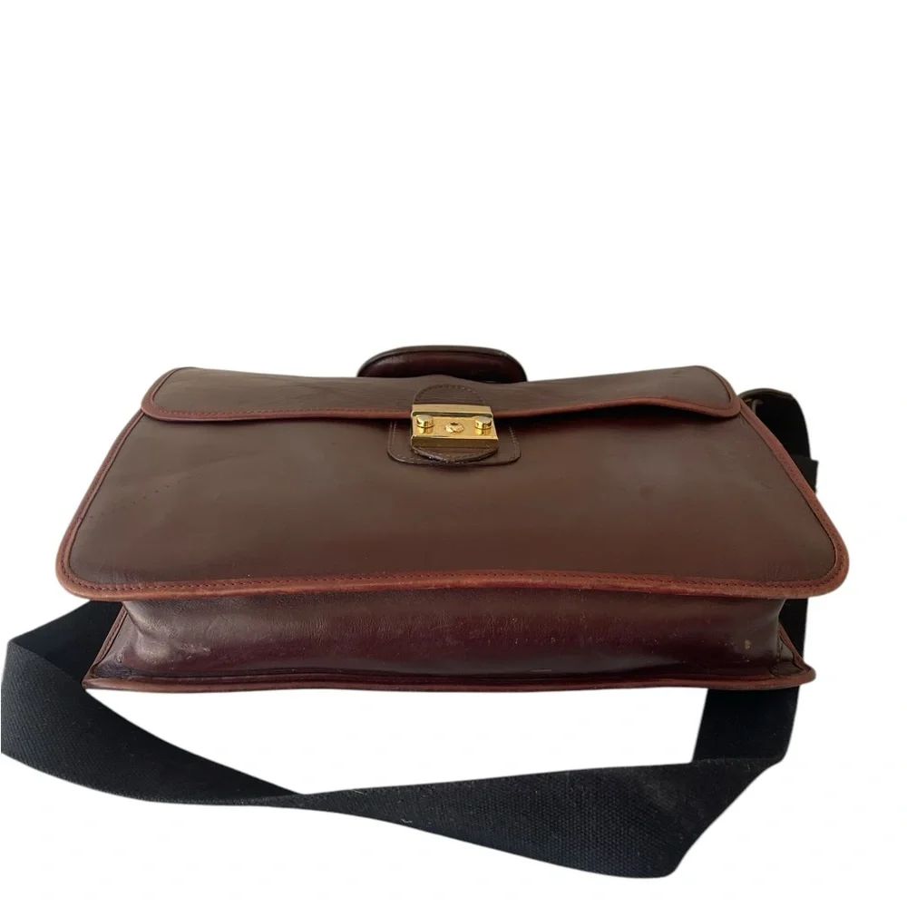 Mulholland Brothers Messenger Bag Satchel Briefcase Brown Leather